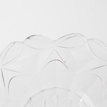 A pair of lidded glass bowls with stands, late 19th century.