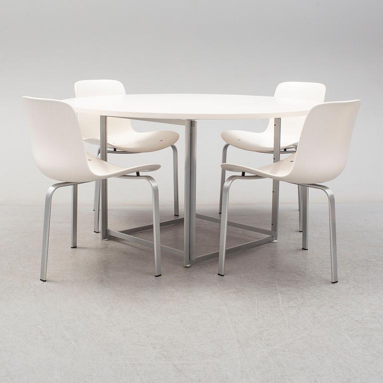 Four 'PK8' chairs and a PK-58 table by Poul Kjaerholm, Fritz Hansen.