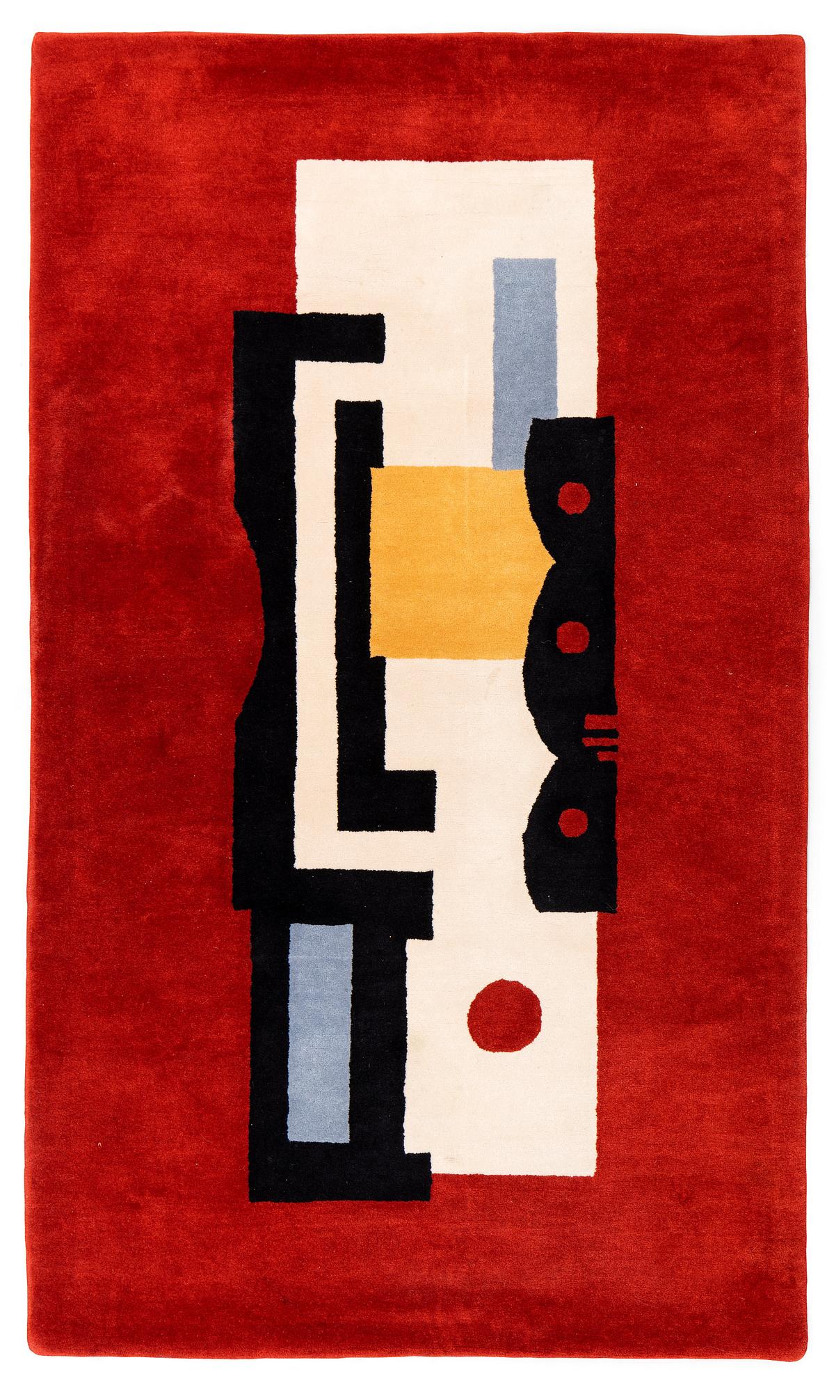 a carpet, tufted, after Fernand Léger, ca 272,5 x 159 cm.