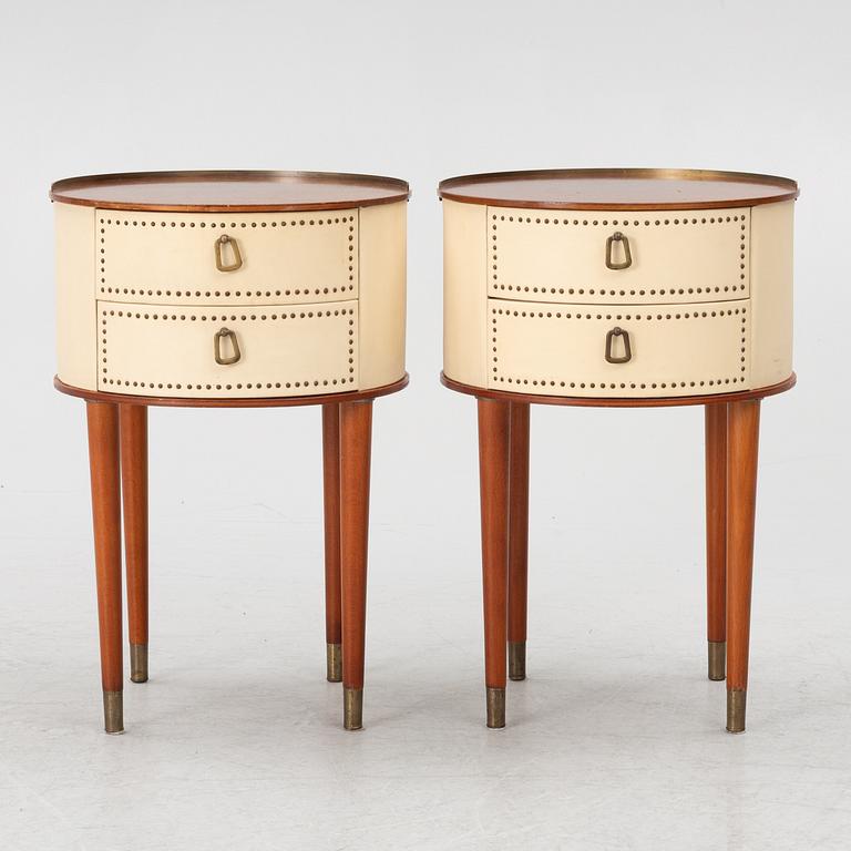 A pair of bedside tables. Halvdan Petterssons möbelfabrik Tibro, mid 20th century.