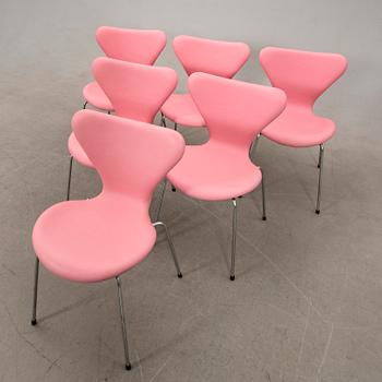 Arne Jacobsen, chairs 6 pcs "The Seven", Fritz Hansen Denmark.