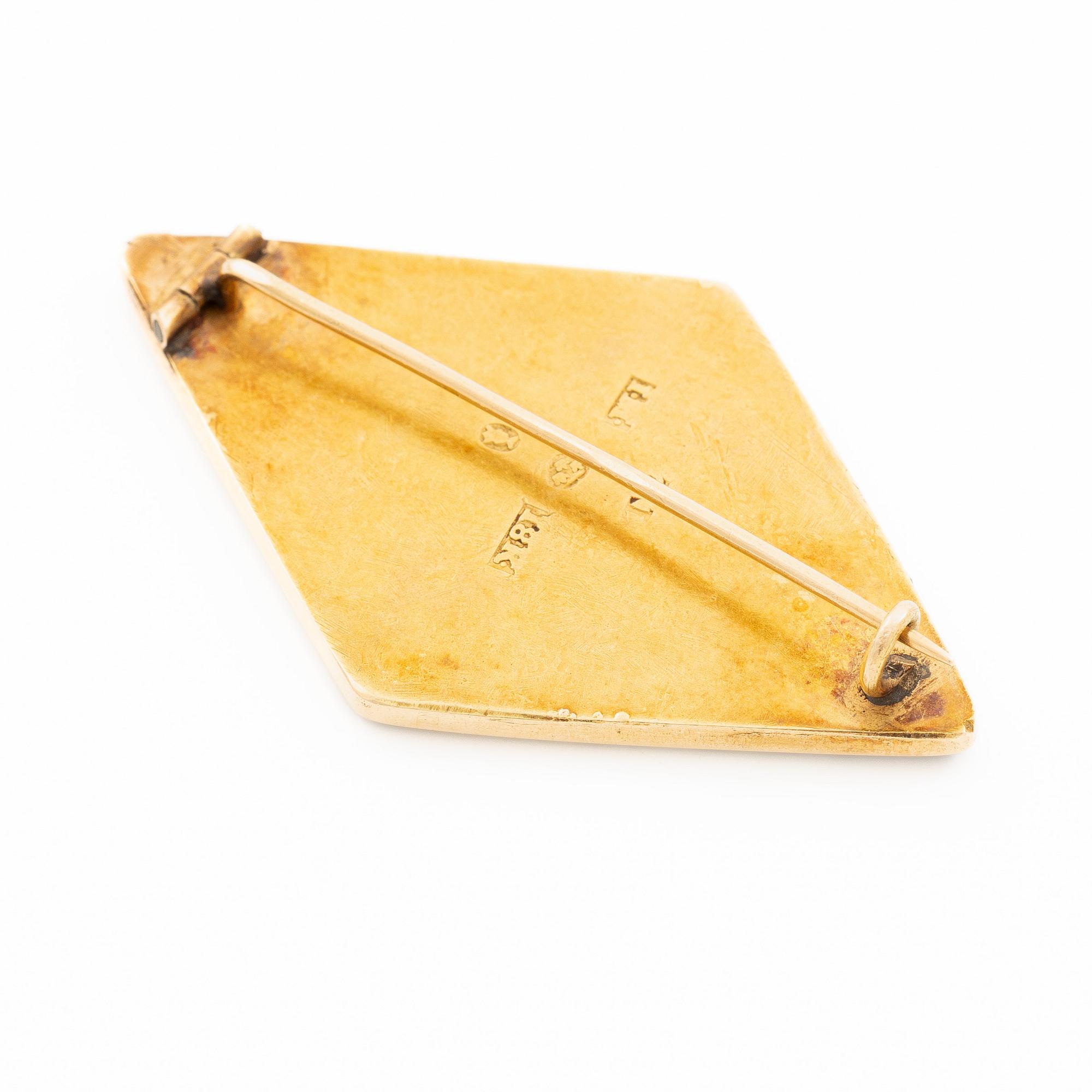 Brooch 18K gold with silhouette portrait, late Gustavian.