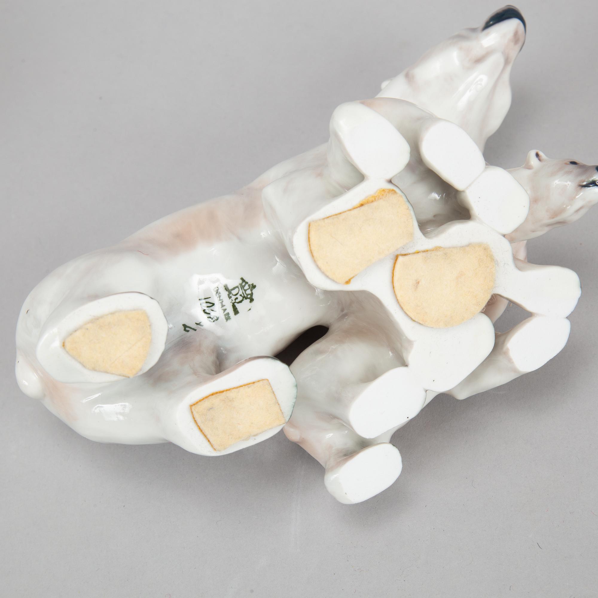 Dahl Jensen, three porcelain polar bears, Denmark.