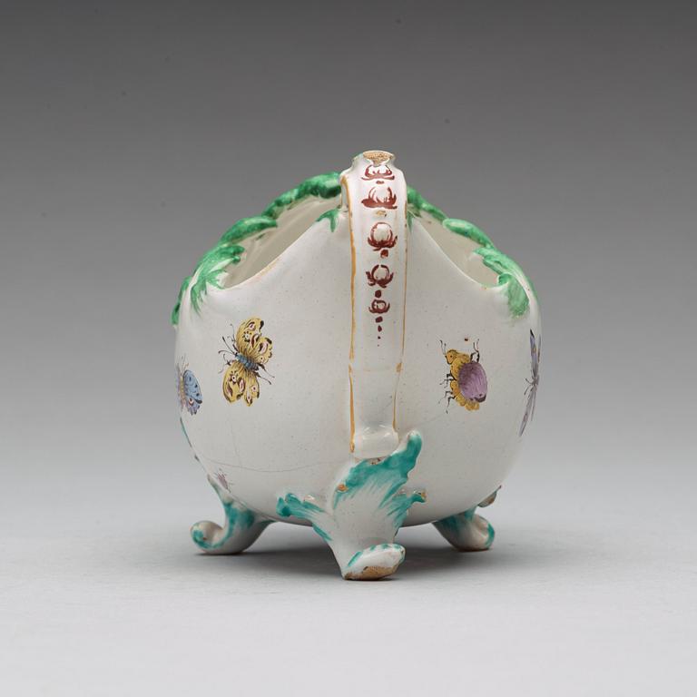 A Swedish faience Rörstrand sauce boat, 18th Century.