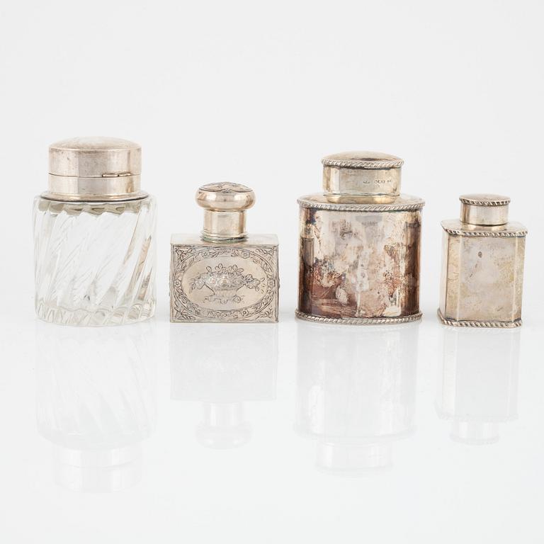 A four containers, partly silver, 20th Century.