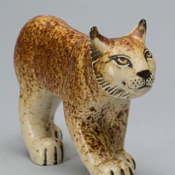 FIGURIN, stengods, "Lodjur", Lisa Larson, Gustavsberg.
