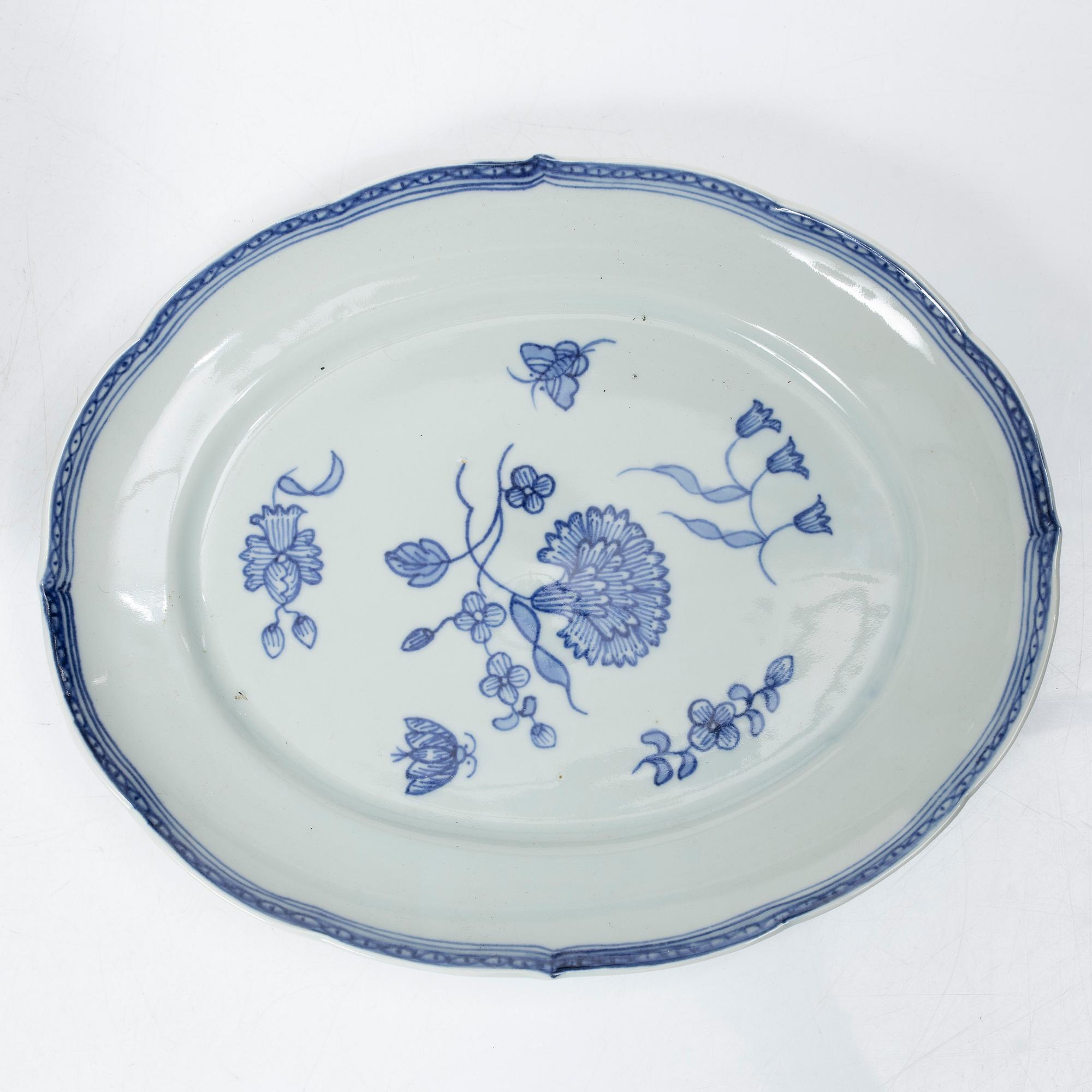 Tureen with lid and platter, porcelain, "Clove", IKEA's 18th-century series, 1990s.