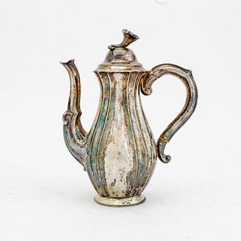 A Swedish 19th century sivler coffee pot mark of G Hagström Stockholm 1848, weight 250 grams.