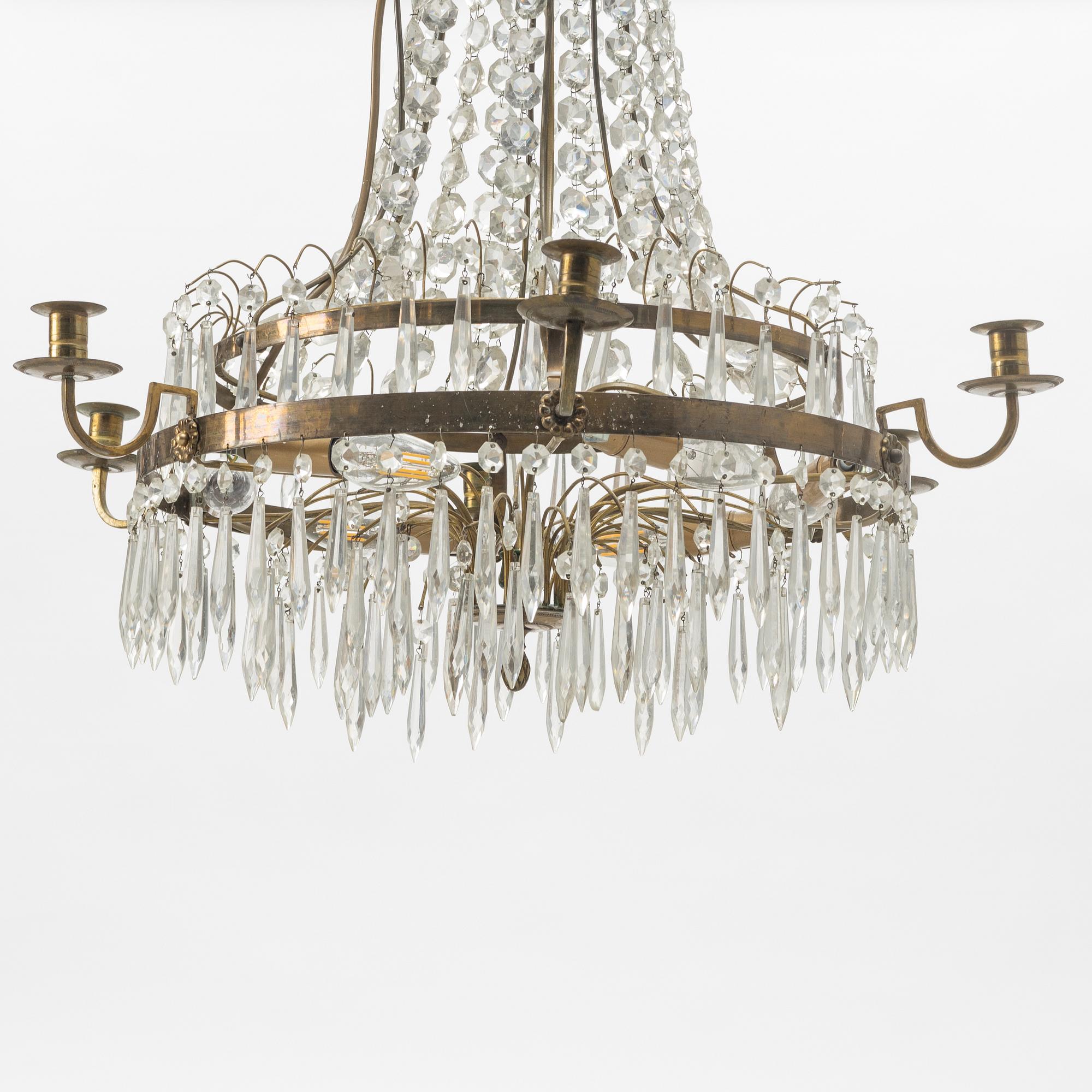 A Gustavian style chandelier, from around the year 1900.