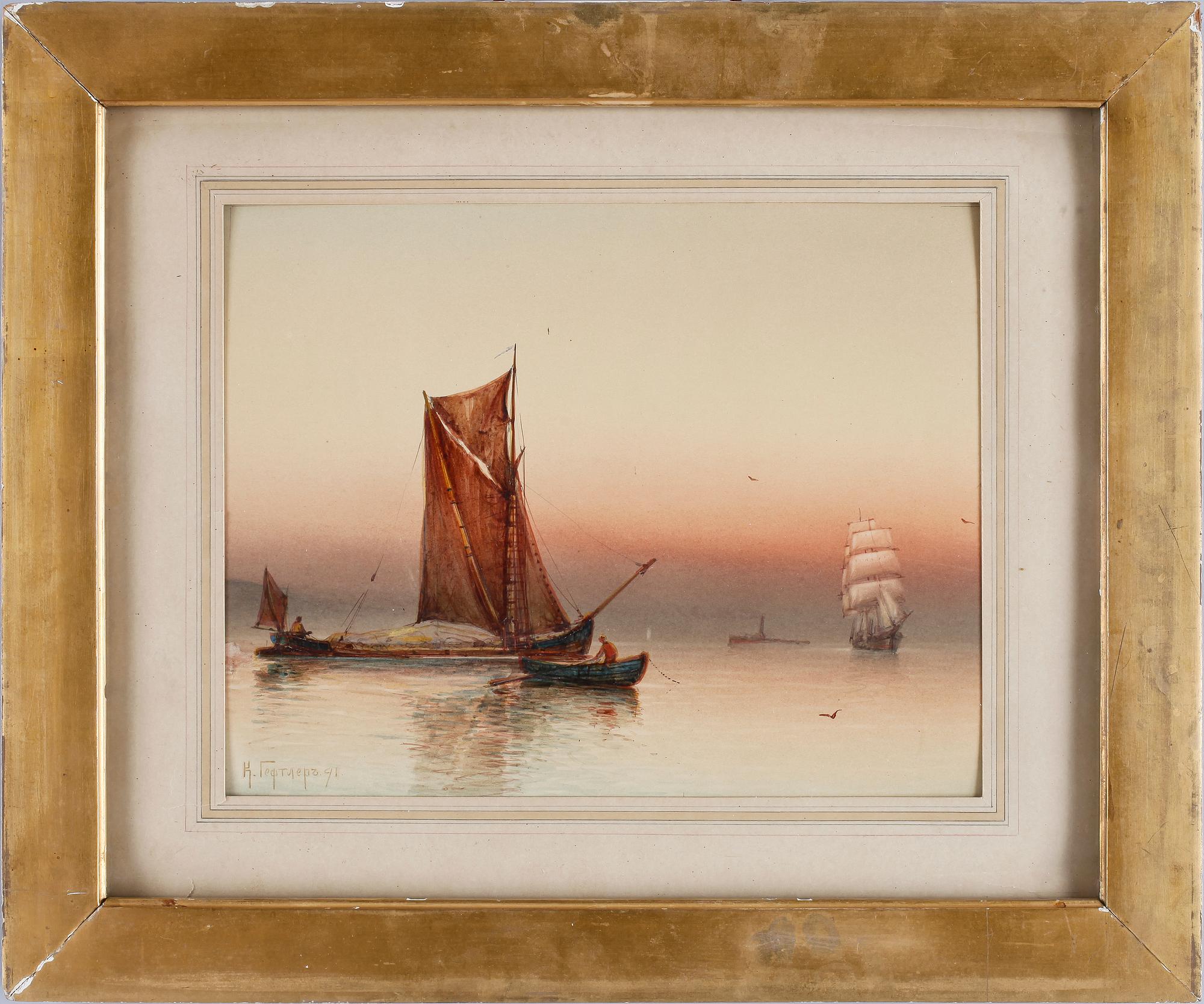 KARL EDUARDOVICH GEFTLER, akvarell, sign o dat -91.