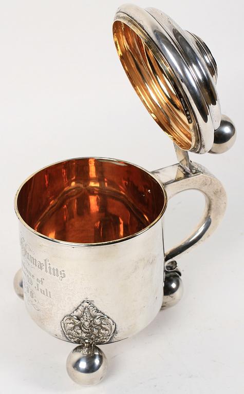 DRYCKESSTOP, silver, barockstil, CG Hallberg Stockholm 1890. Vikt 670 gram.