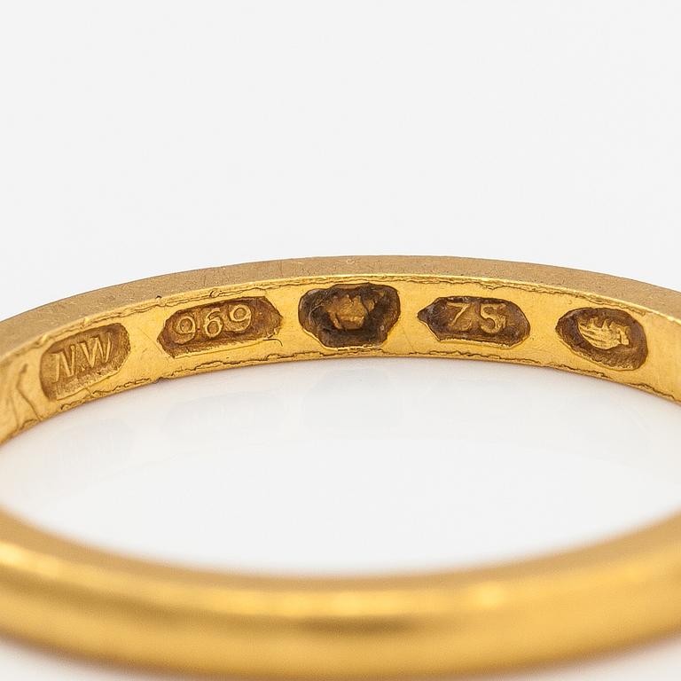 Sormuksia, 2 kpl, 969-kultaa. Westrback, Helsinki 1928 ja 1929.