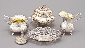 PARTI SILVER, 5 delar, 1900-tal. Vikt 565 g.