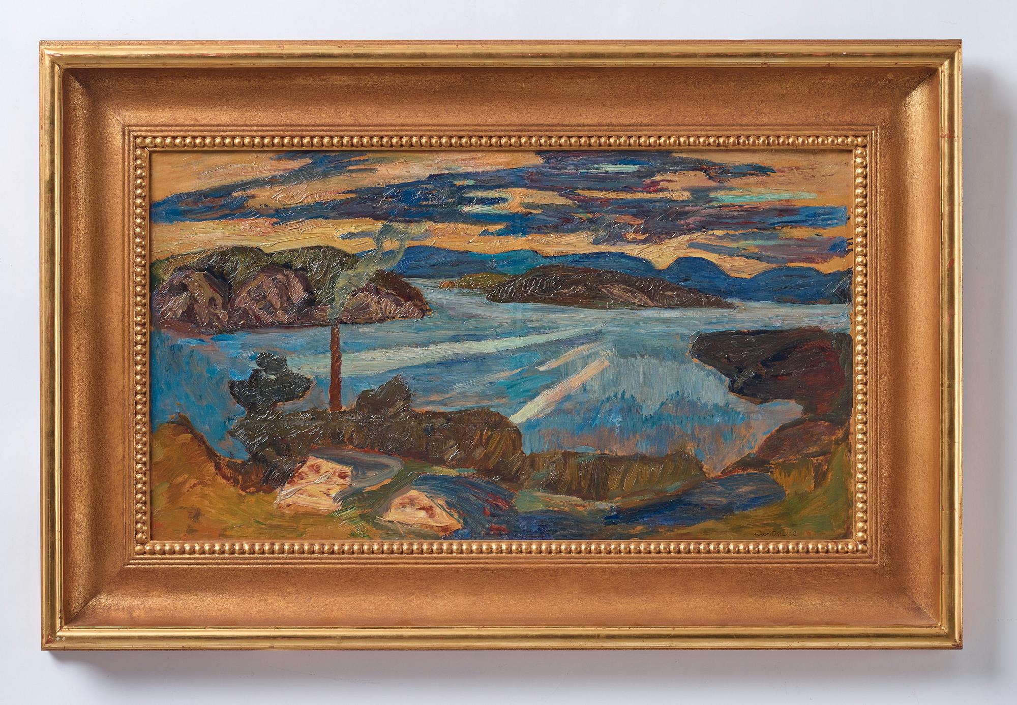 Helmer Osslund, Landscape with mountains and water.