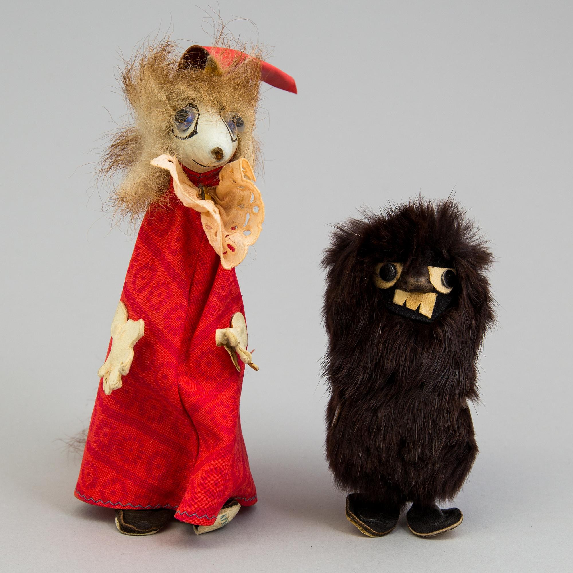 2 Moomin charachters "Stinky" & "Filifjonkan" Atelier Fauni, 1950/60s.
