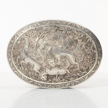 Ask med lock, silver, Persien (Iran), sen Qajardynasti / tidigt 1900-tal.