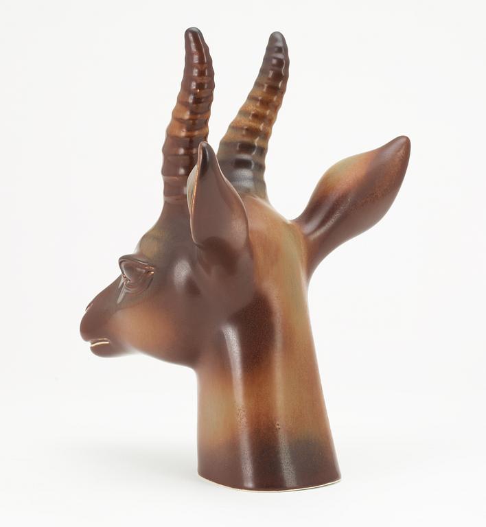 A Gunnar Nylund figure of an antelope's head.