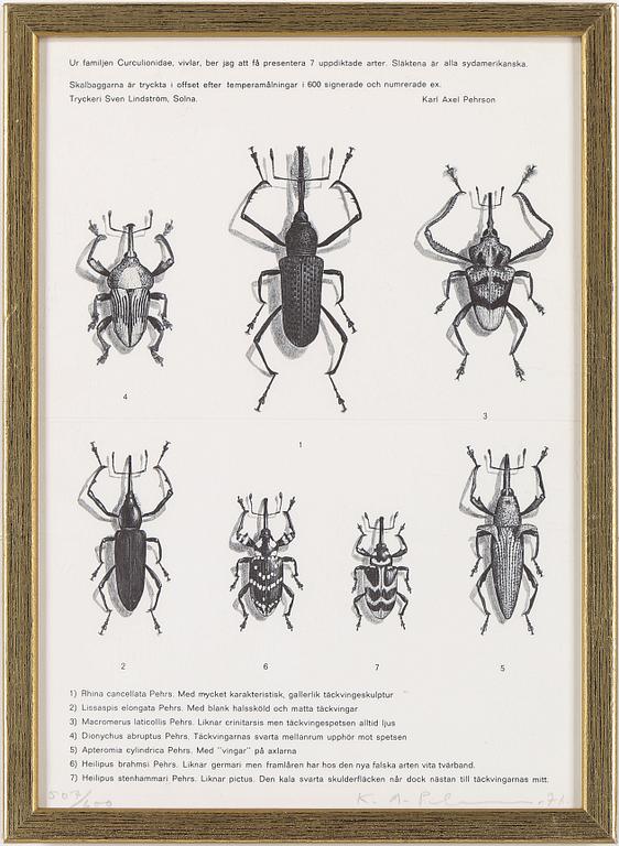 KARL AXEL PEHRSON, 9 st, litografier, signerade, olika dateringar och numreringar.