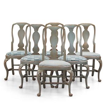 68. A set of six Swedish Rococo chairs, mid 18th century.