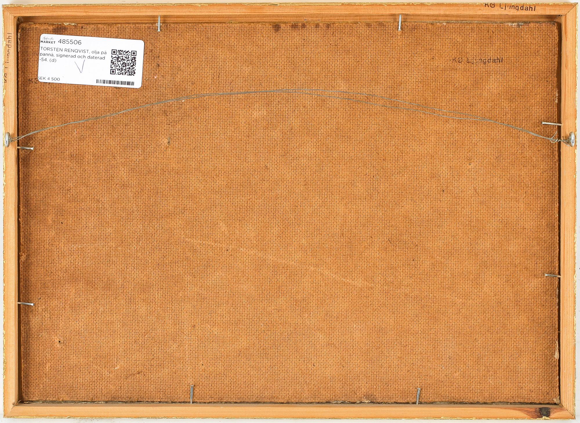 TORSTEN RENQVIST, olja på pannå, signerad och daterad -54.