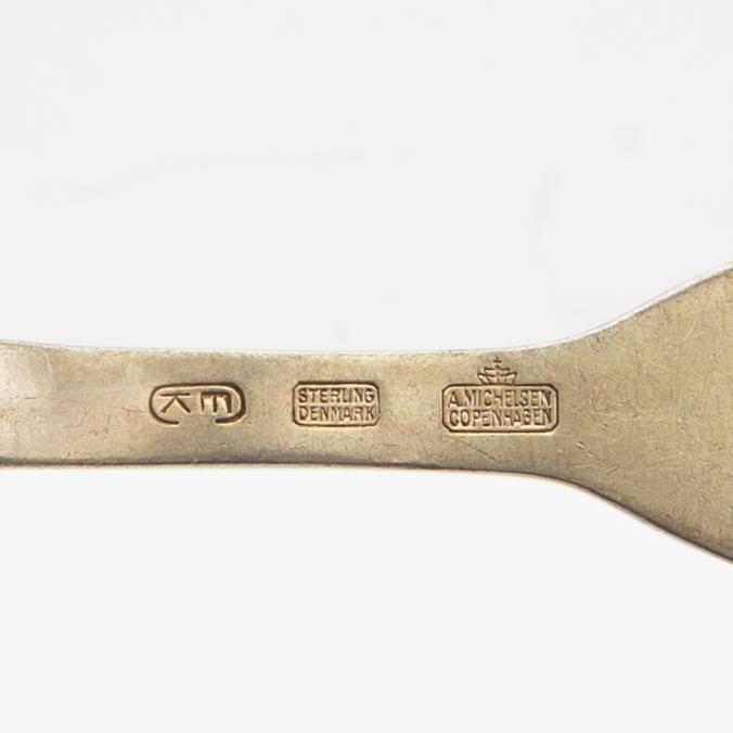 Anton Michelsen, anniversary spoons 10 pcs sterling silver for Georg Jensen, Denmark, second half of the 20th century.