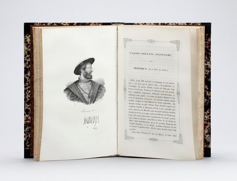 BÖCKER, 3+1, fransk historia, bla "Histoire de France representée par figures...", av Ant. Caillot, Paris 1817-19.