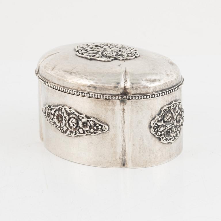 A silver sugarbox, Swedish import marks, 20th Century.