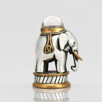 Estrid Ericson, attributed to, a pewter seal in the shape of an elephant with cabochon cut rock crystal, Svenskt Tenn Sweden.