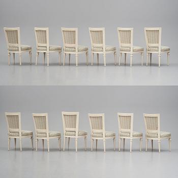 A matched set of twelve Gustavian chairs, second part of the 18th century.