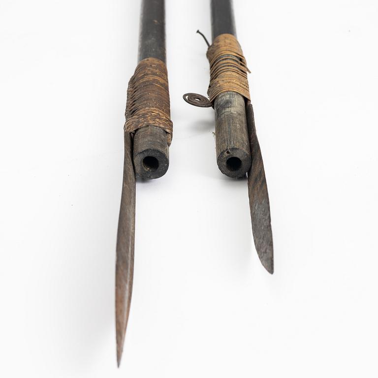 2 blowpipes, probably Dayak, Borneo.