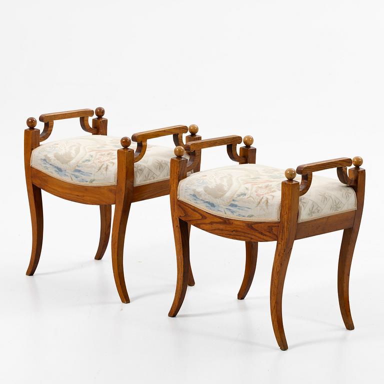 A pair of Karl Johan stools, 19th century.