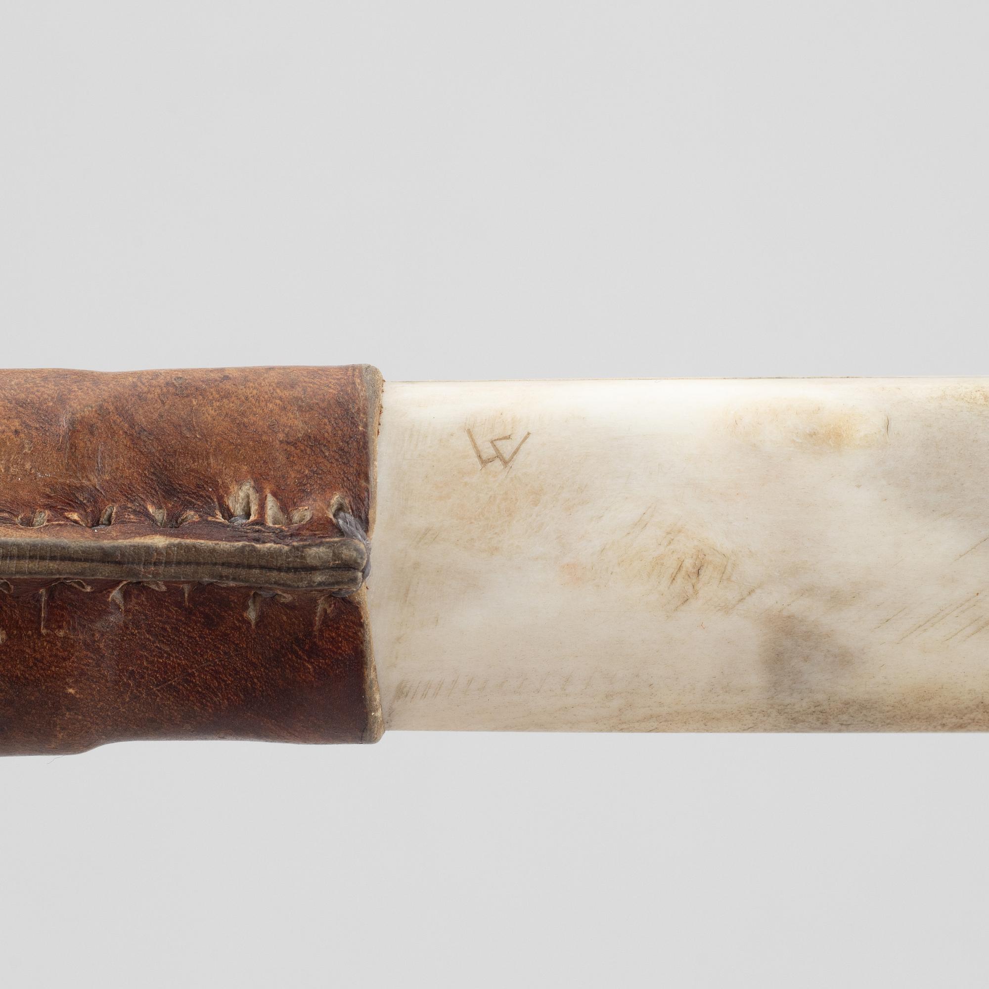Sigurd Malmfjord, a reindeer horn knife, signed.