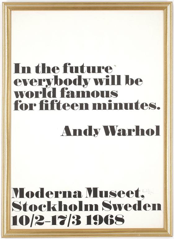 UTSTÄLLNINGSAFFISCH, Andy Warhol, Moderna Museet, 1968.