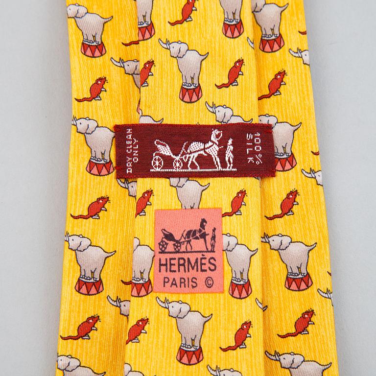 Hermès, four silk ties.