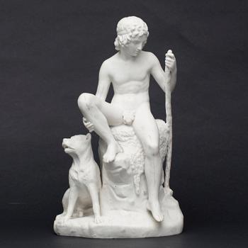 FIGURIN, parian,"Herdepojke", stämplat Eneret, Royal Copenhagen, efter Thorvaldsen. 1800/1900-tal.