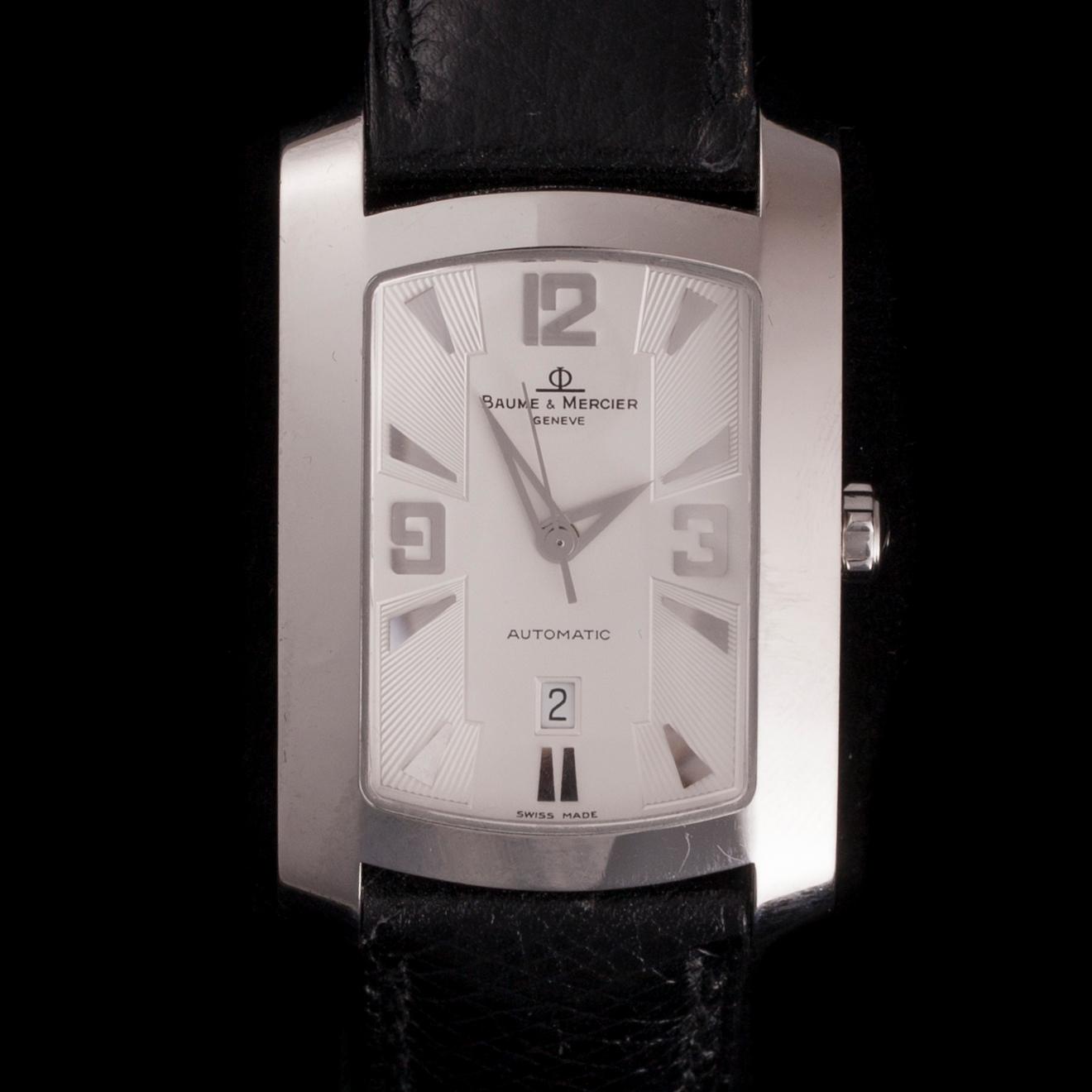 ARMBANDSUR, Baume & Mercier, Hampton Milleis 2000, stål, svart alligatorläderarmband.