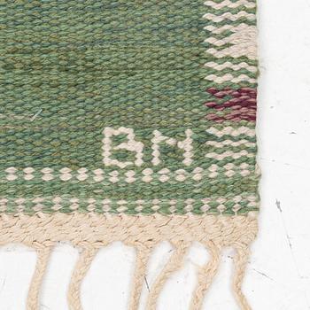 Barbro Nilsson, a carpet, 'Falurutan grön I', flat weave, c 188,5 x 118 cm, signed AB MMF BN.
