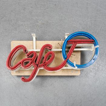 A neon sign for a cafe, Roos Neon, mid 20th century.