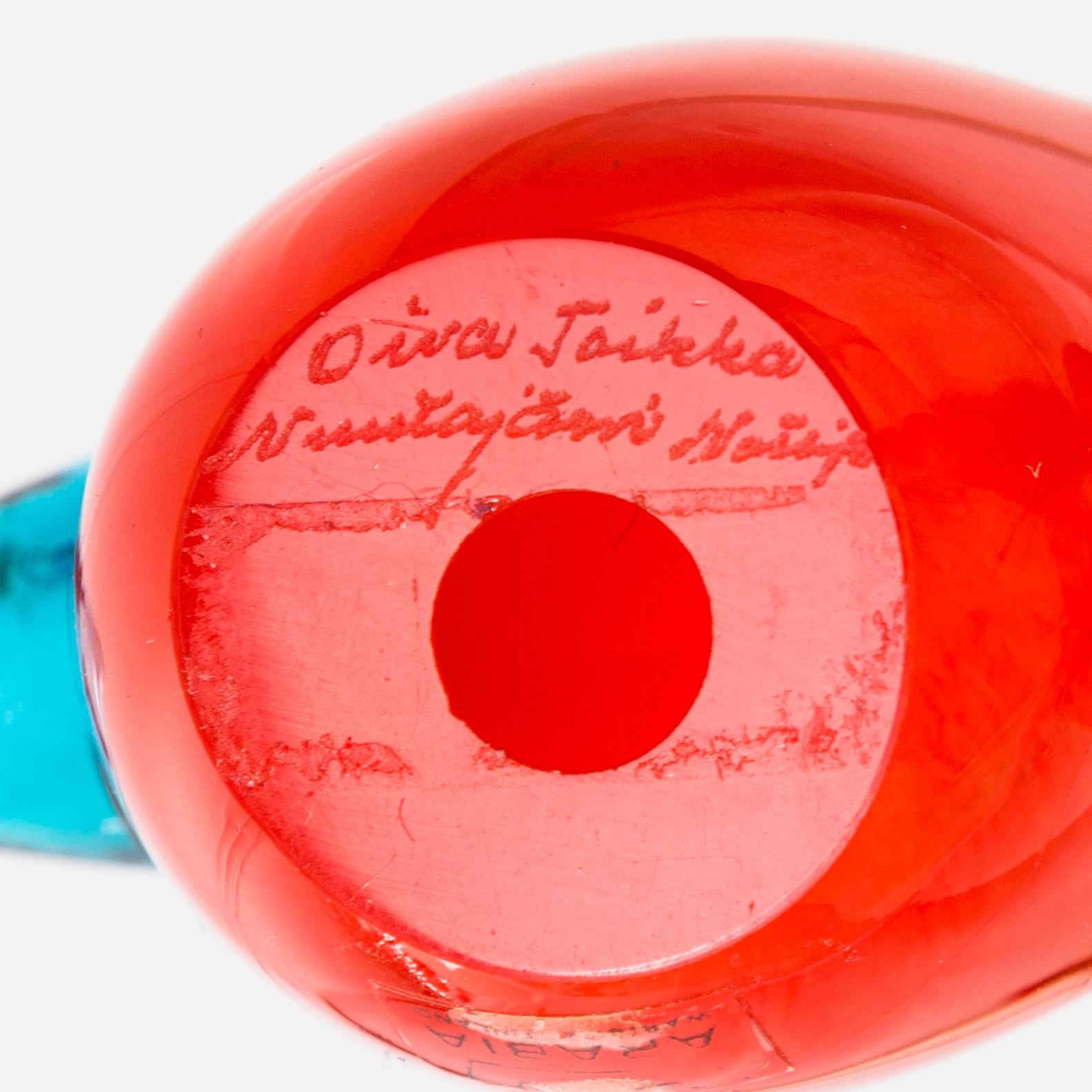 Oiva Toikka, glass bird signed Oiva Toikka Nuutajärvi Notsjö. 1972-78.