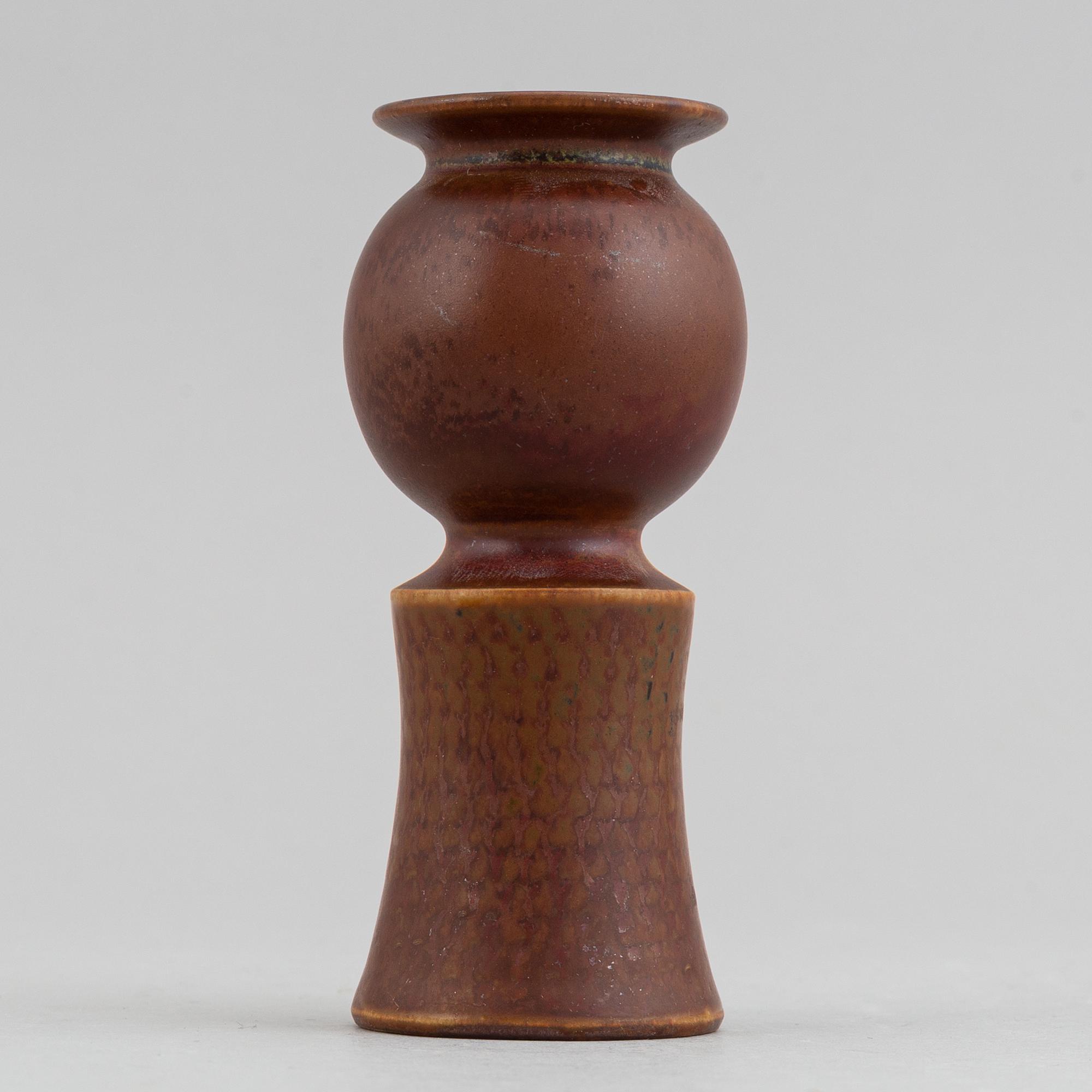 Stig Lindberg, a set of two stoneware vases and a bowl, Gustavsberg studio, Sweden 1960, 1968 and 1958-59.