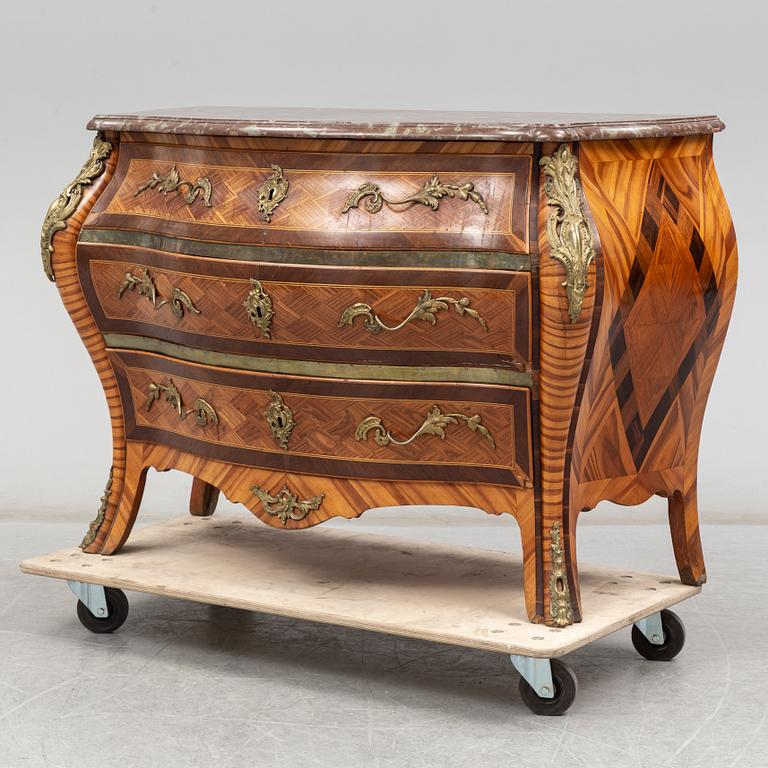 A Swedish Rococo chest of drawers, second half of the 18th century.