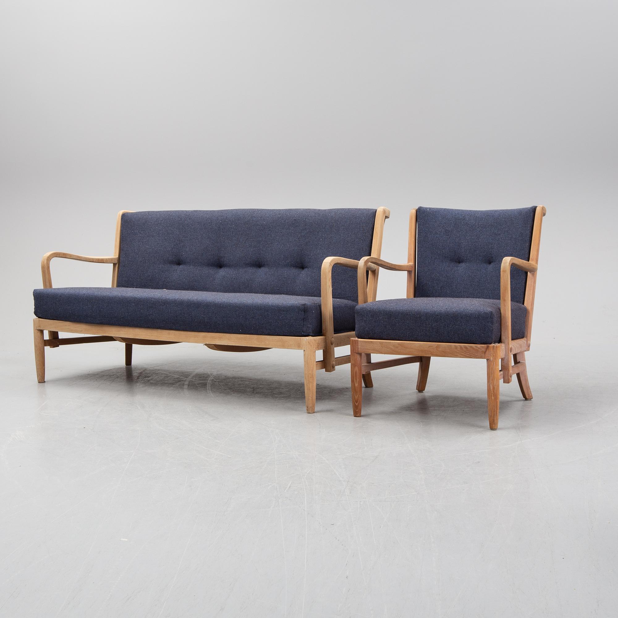 A 1940's sofa and lounge chair.