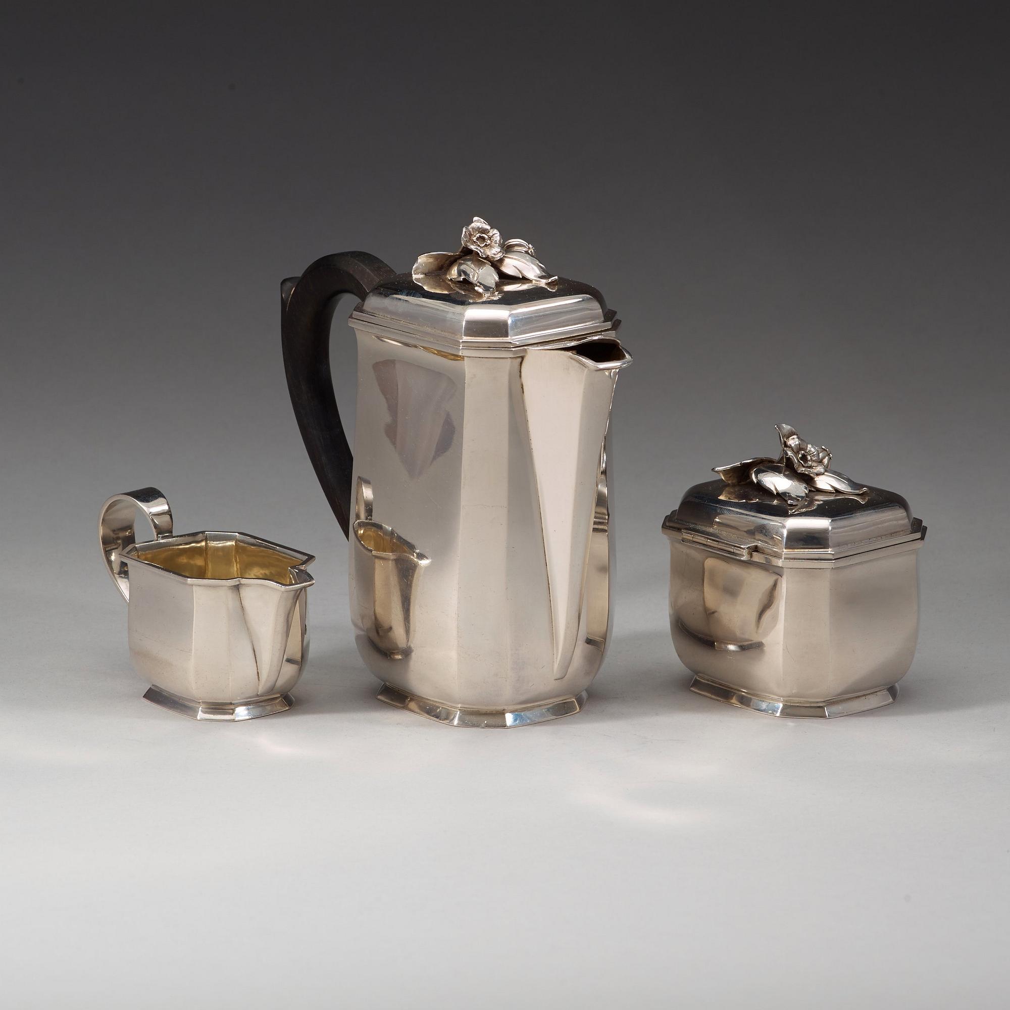 Atelier Borgila, a three pcs sterling coffee set, Stockholm 1939.