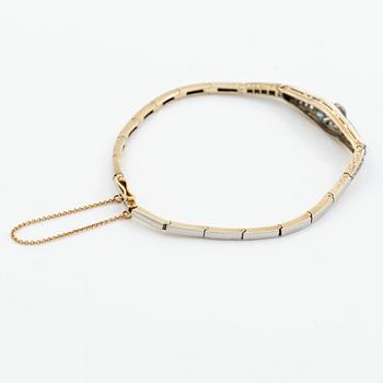 Armband 14K guld och platina med gammalslipade diamanter och safirer, art déco.