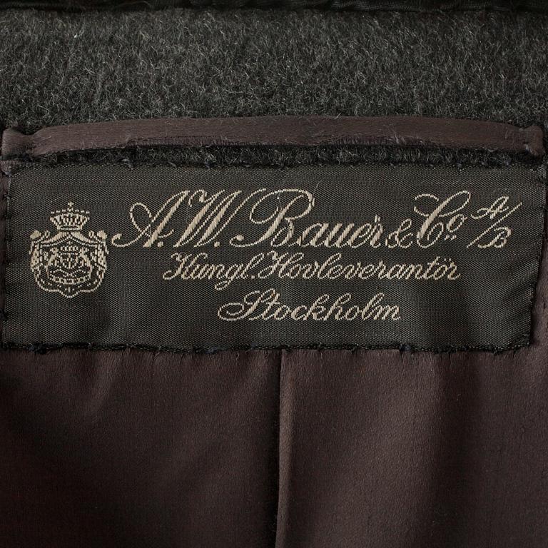 A.W. BAUER, a grey wool overcoat.