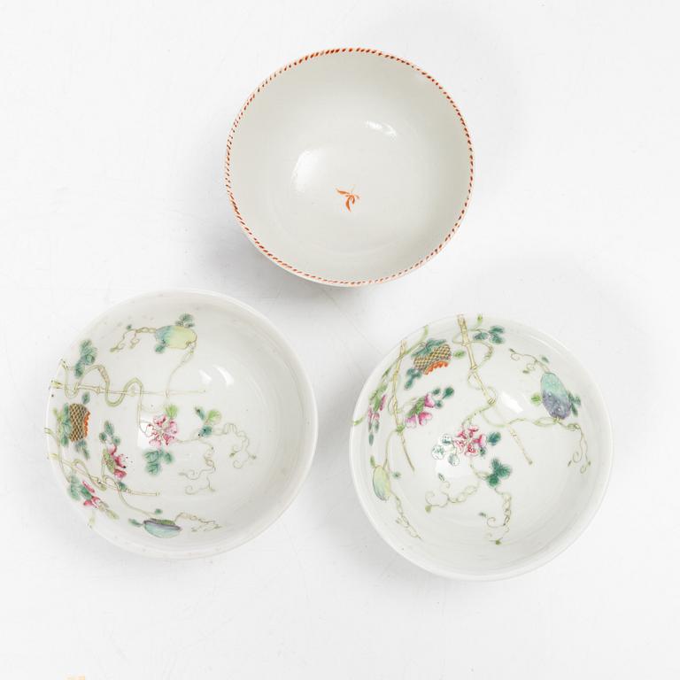 Thirteen porcelain cups, China, mostly 18th century.