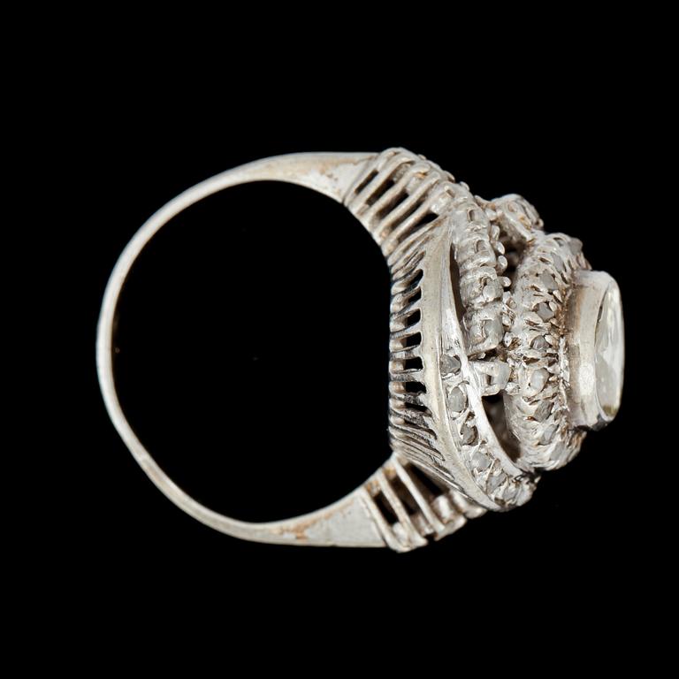 A rose cut diamond ring.