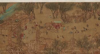 A long hand scroll and calligraphy, Qing dynasty, presumably 18th Century.