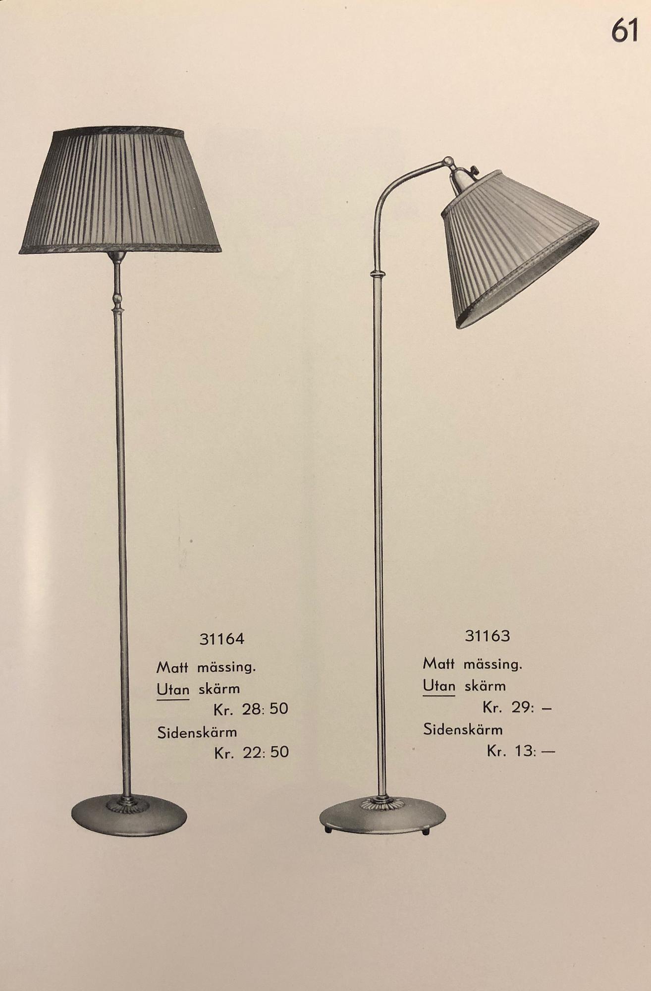 Bertil Brisborg, golvlampa, modell "31163", Nordiska Kompaniet, 1940-tal.