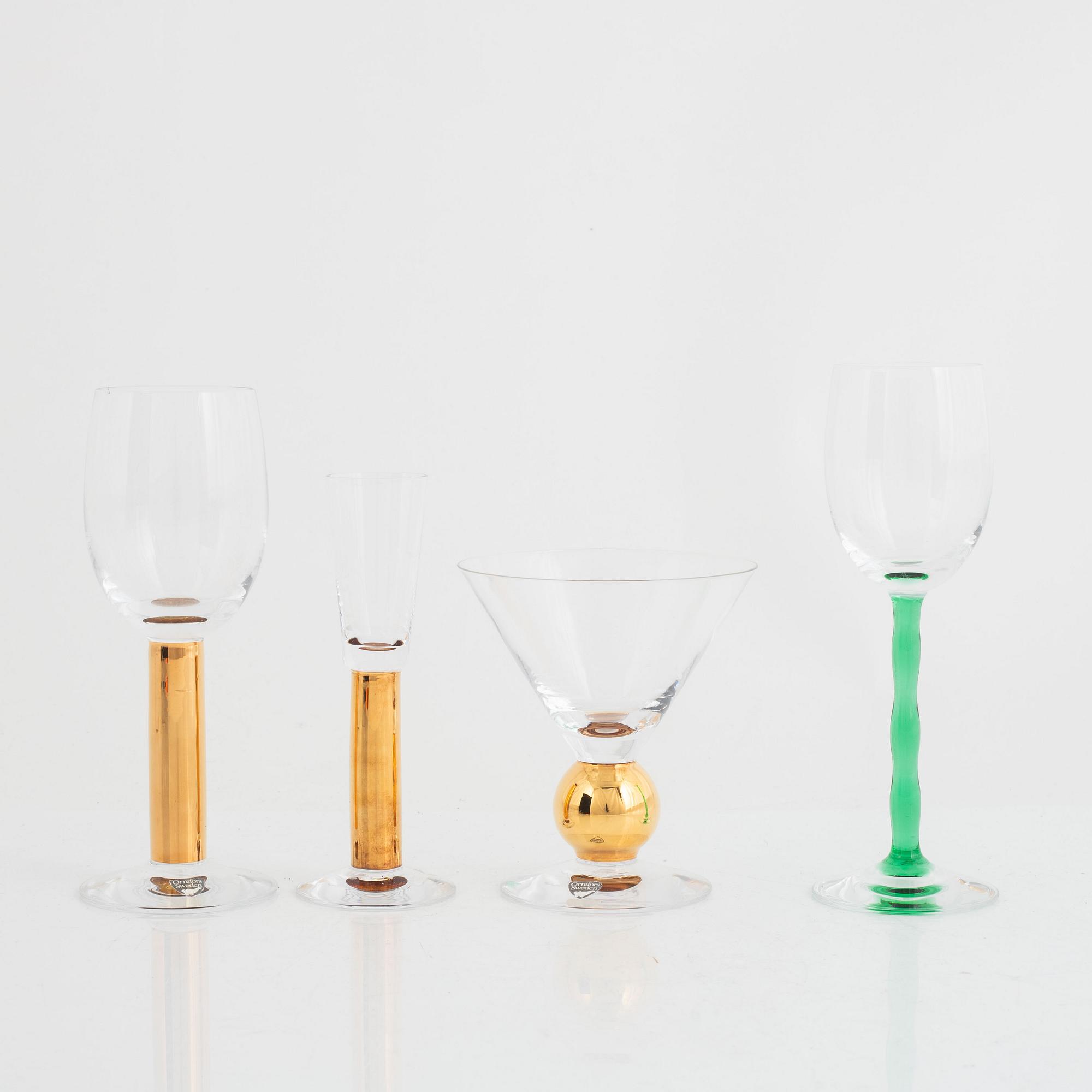 Gunnar Cyrén, 23 glasses from the "Nobel"-series, Orrefors, Sweden.